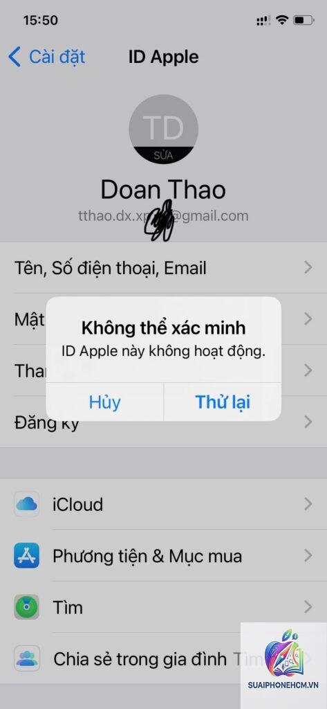 apple id không hoạt động trên iphone