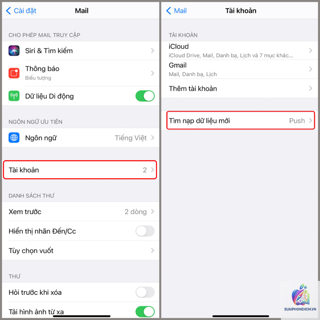 gmail không mở được email trên iphone