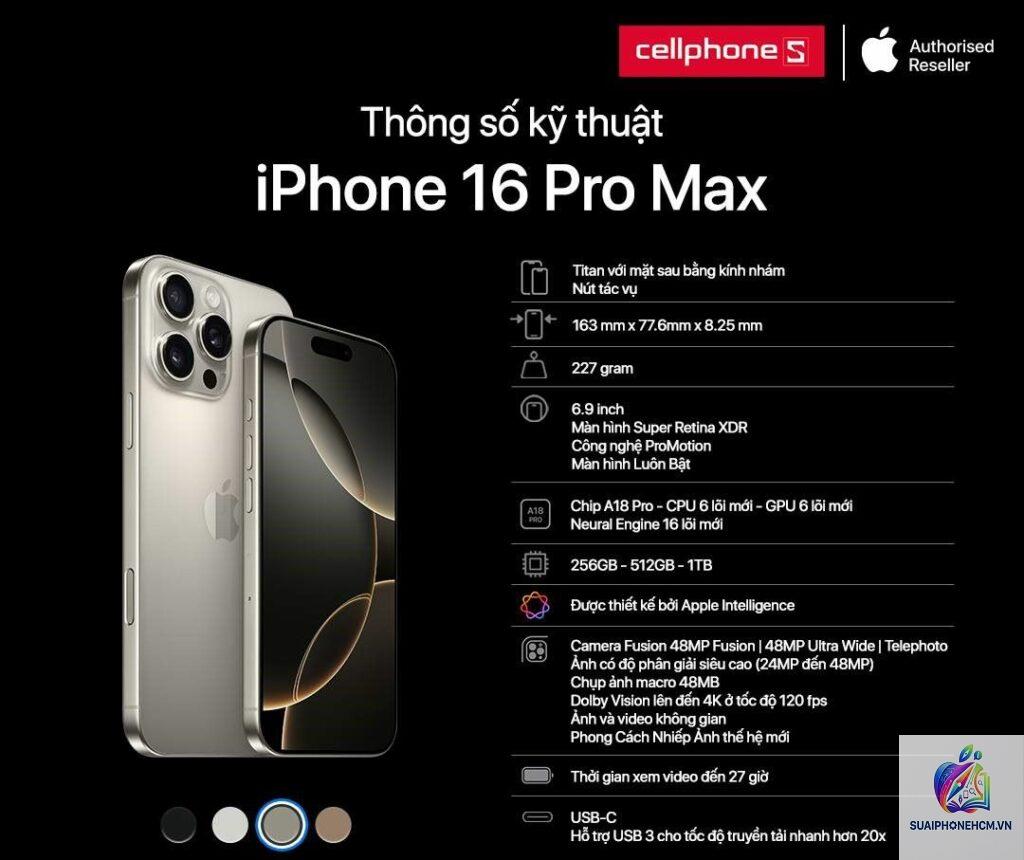 iPhone 16 Pro Max cấu hình