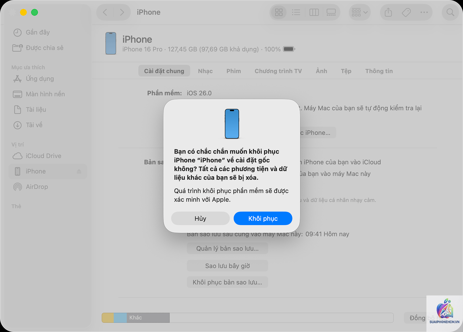 iPhone Finder không restore được - Hình 5