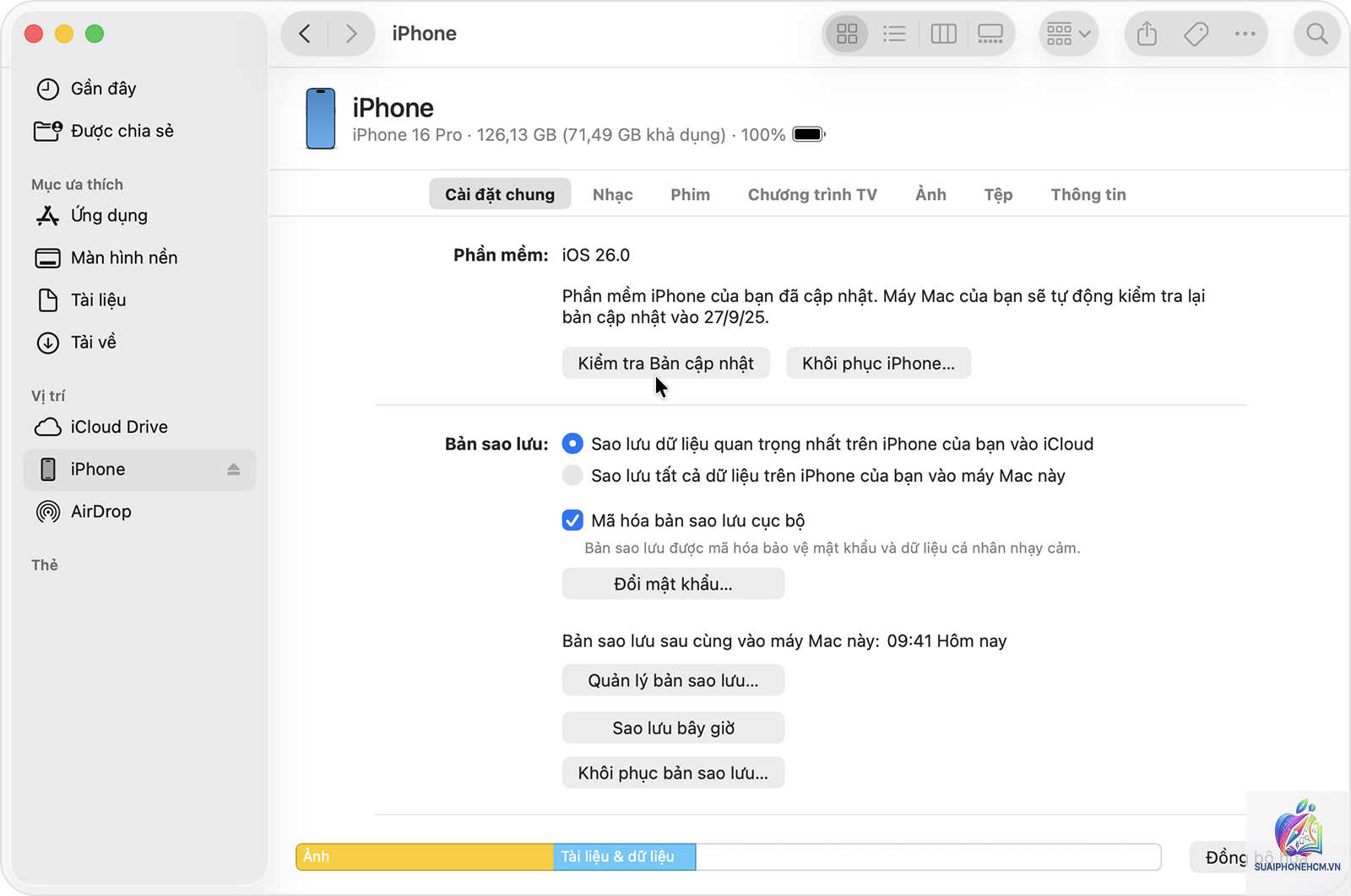 iPhone Finder không update iOS - Hình 1