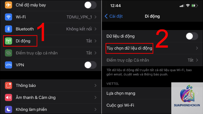 iPhone không bật được dữ liệu di động