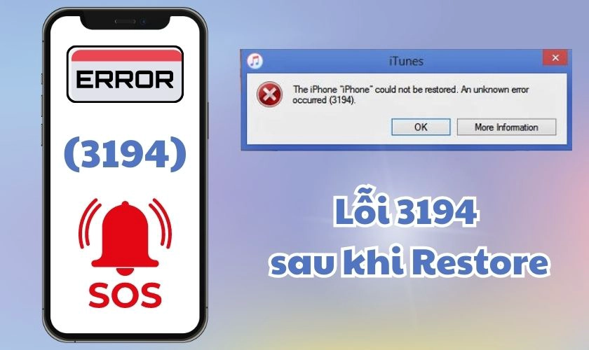 iPhone restore bị lỗi 3194