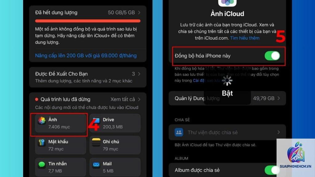 icloud ảnh không đồng bộ
