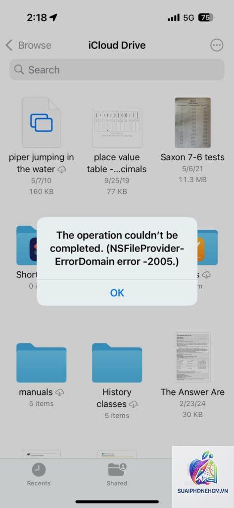 icloud drive không tải được file