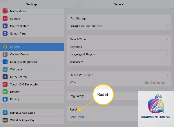 ipad cách reset máy