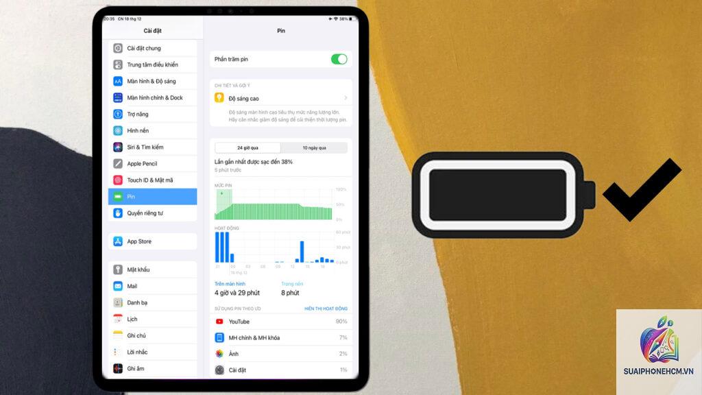 ipad kiểm tra pin