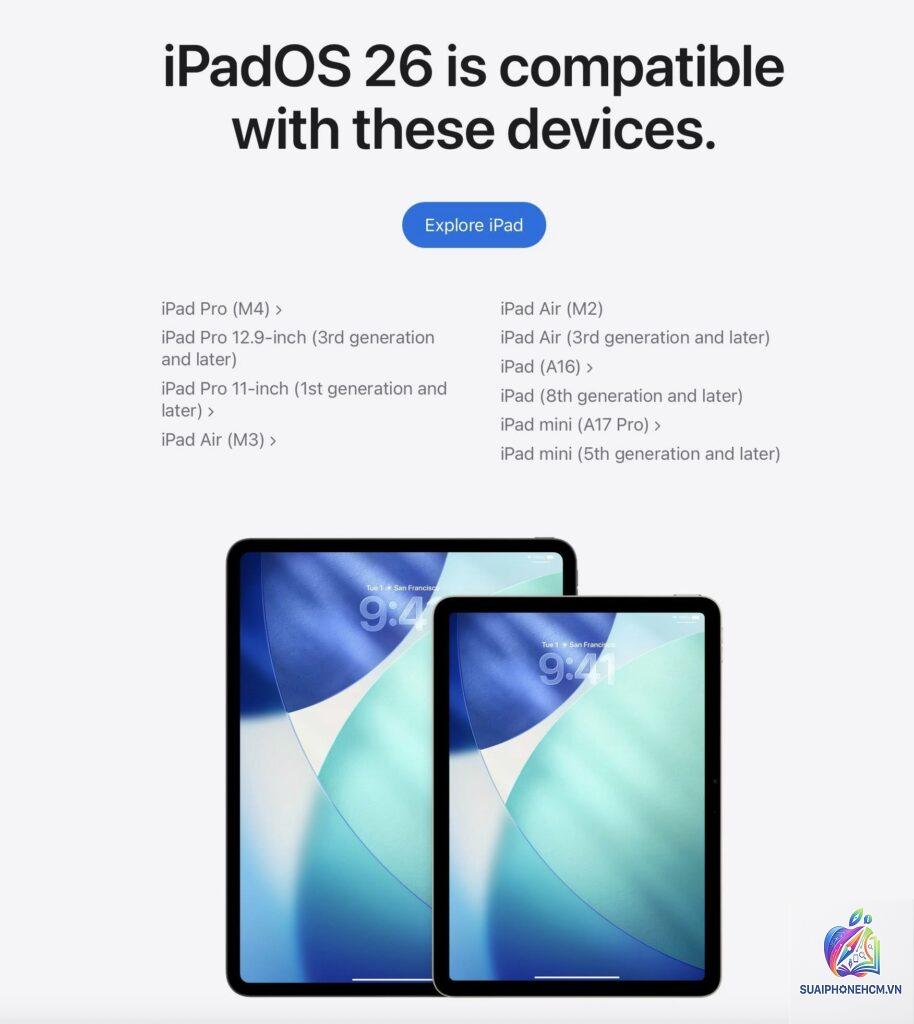 ipad nào còn được cập nhật ios