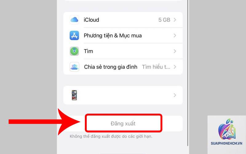 iphone đăng xuất icloud không được