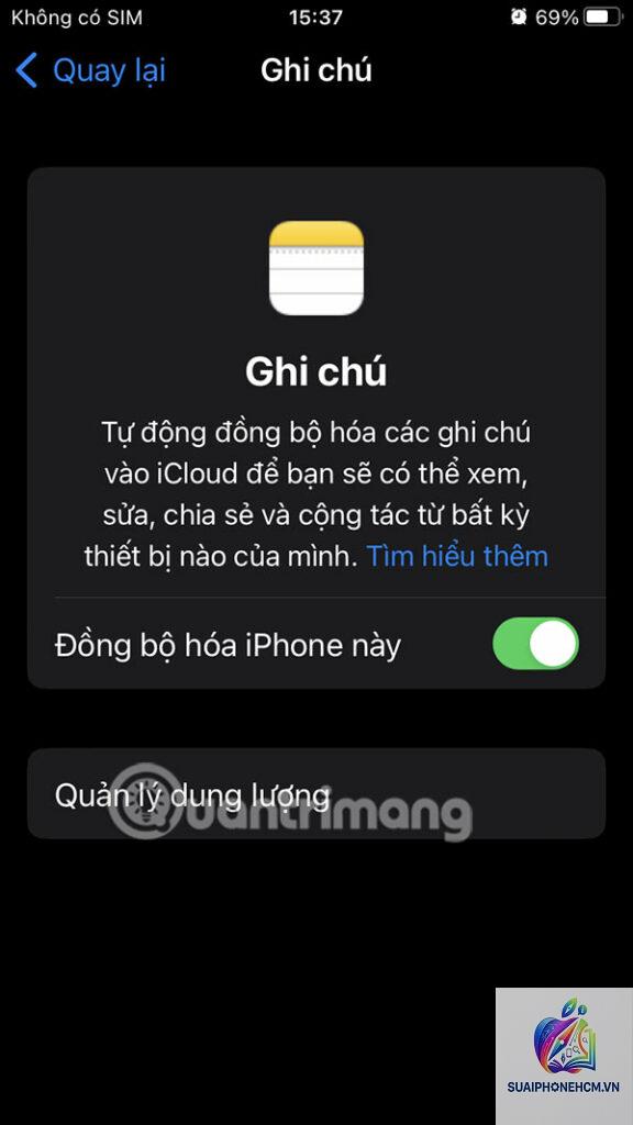 iphone không đồng bộ ghi chú