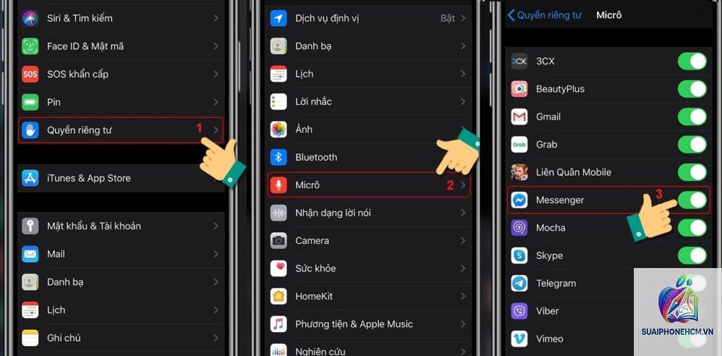 messenger không bật được micro trên iphone