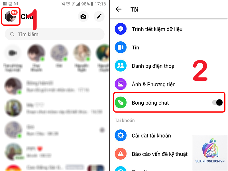 messenger không hiển thị bong bóng chat trên iphone