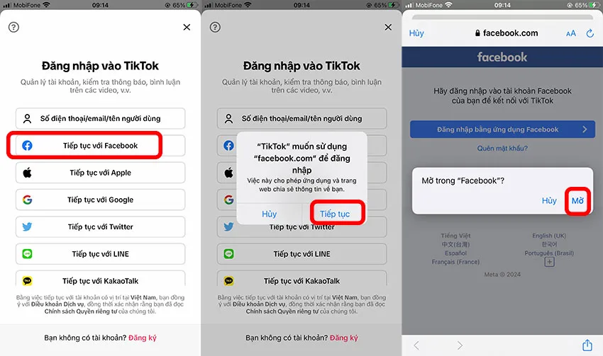 tiktok không đăng nhập bằng facebook trên iphone