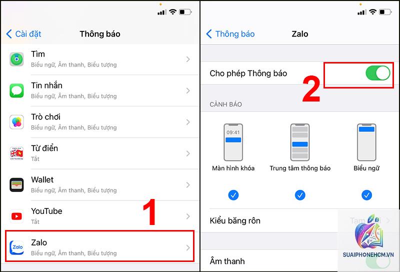 zalo không hiện tin nhắn trên iphone