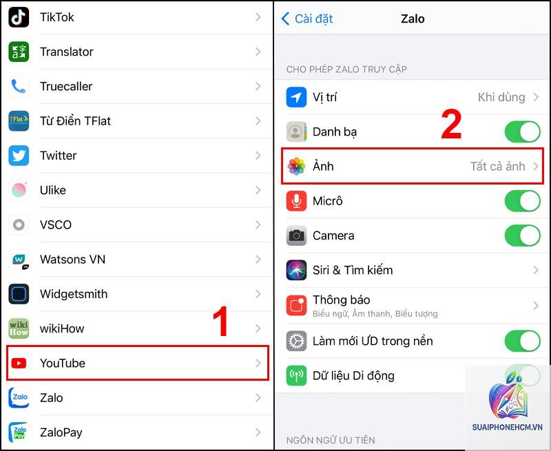 zalo không tải được ảnh trên iphone