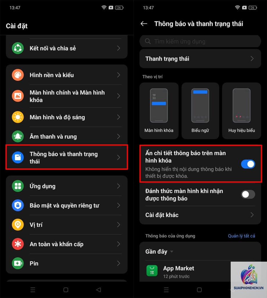 cách ẩn nội dung thông báo trên màn hình khóa điện thoại