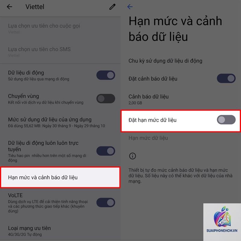 cách giới hạn dữ liệu di động trên điện thoại