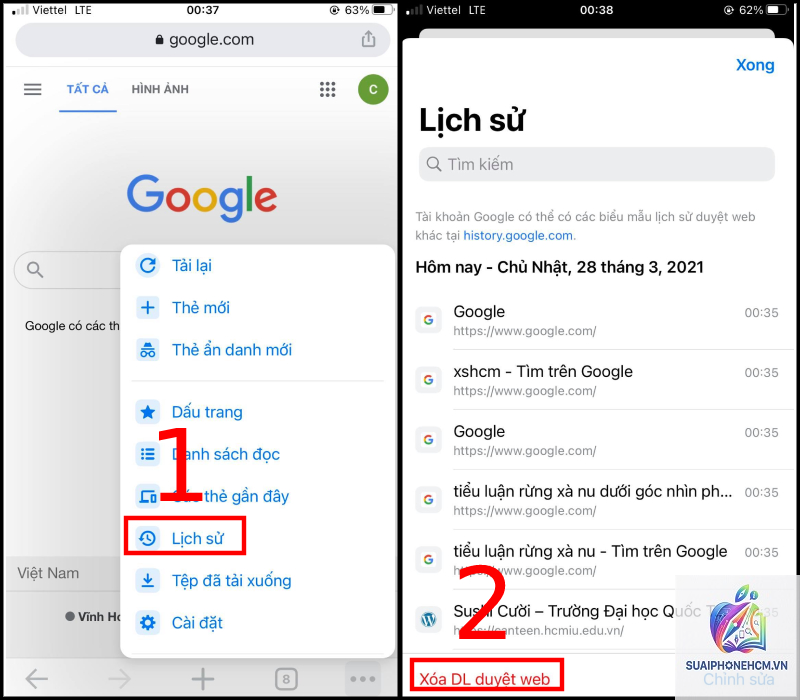cách xóa lịch sử duyệt web trên điện thoại